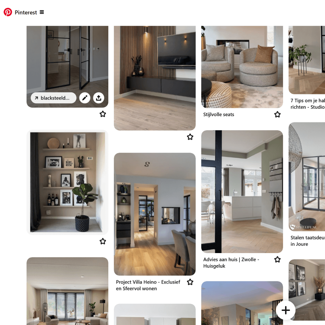 In deze foto zie je een screenprint van pinterest. Hiermee geef ik aan dat je via pinterest je moodboard kan maken om zo je wensen duidelijk te maken. zoekwoorden: interieur, ontwerp, advies , stylist, kleur, schilder, binnen, nieuwbouw, woning, verbouwen, renoveren, Amersfoort, Zeist, Soest, heel, Nederland