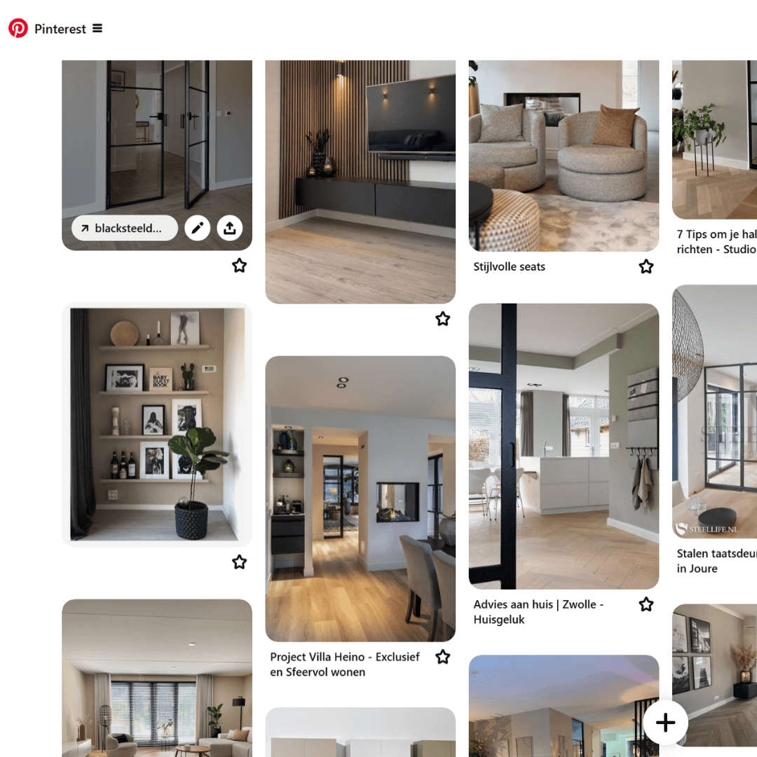 In deze foto zie je een screenprint van pinterest. Hiermee geef ik aan dat je via pinterest je moodboard kan maken om zo je wensen duidelijk te maken. 